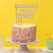Personalised Three Wooden Flag Birthday Cake Toppers