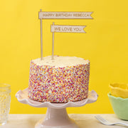 Personalised Three Wooden Flag Birthday Cake Toppers