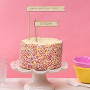Personalised Three Wooden Flag Birthday Cake Toppers