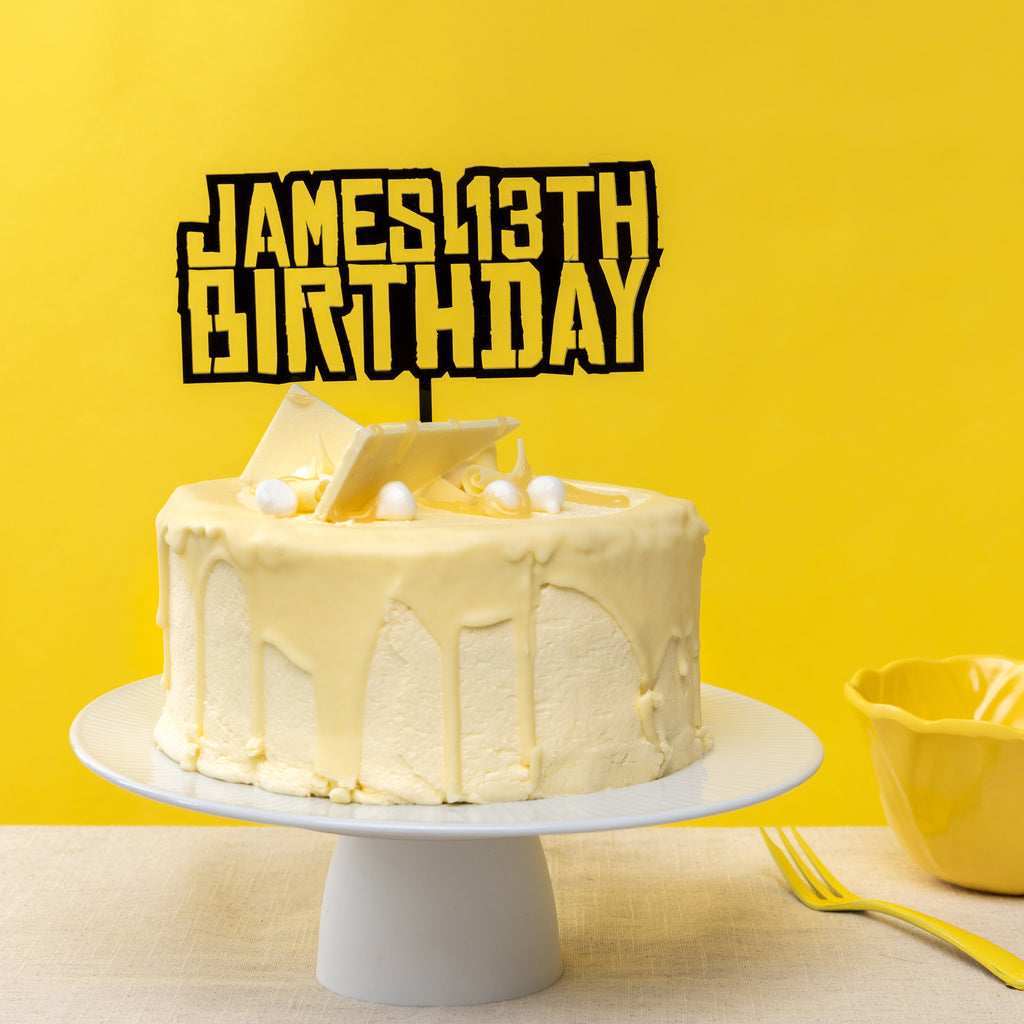 Personalised Block Birthday Age Cake Topper