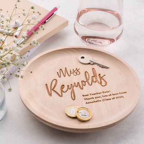 Personalised Best Teacher Wooden Trinket Tray