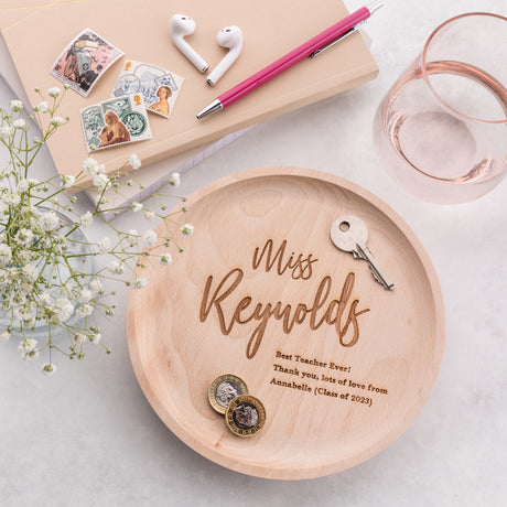 Personalised Thank You Teacher Wooden Trinket Tray