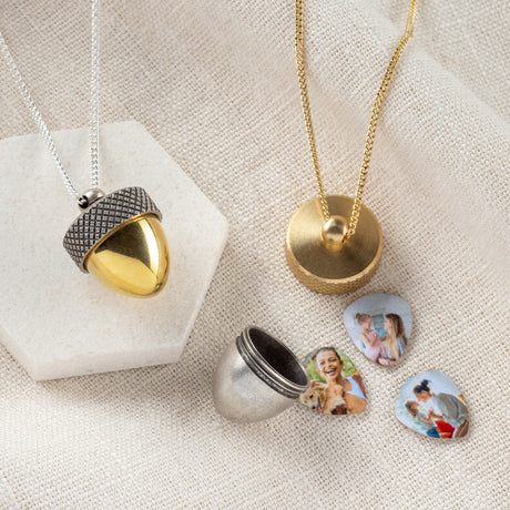 Personalised Acorn Photo Locket Necklace For Her