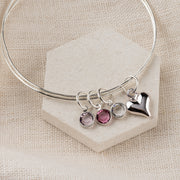 Personalised Swarovski Birthstone And Heart Bangle
