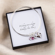 Personalised Swarovski Birthstone And Heart Bangle