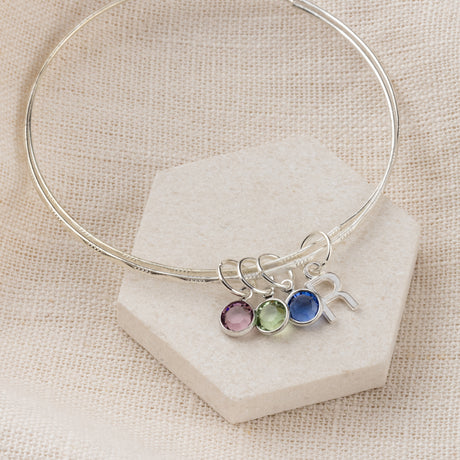 Personalised Swarovski Birthstone And Initial Bangle