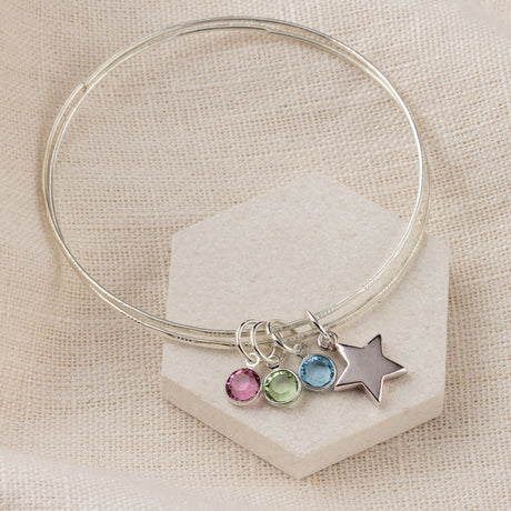 Personalised Swarovski Birthstone And Star Bangle