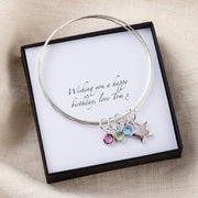 Personalised Swarovski Birthstone And Star Bangle