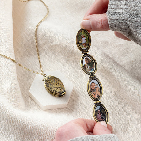 Personalised Vintage Oval Folding Photo Locket