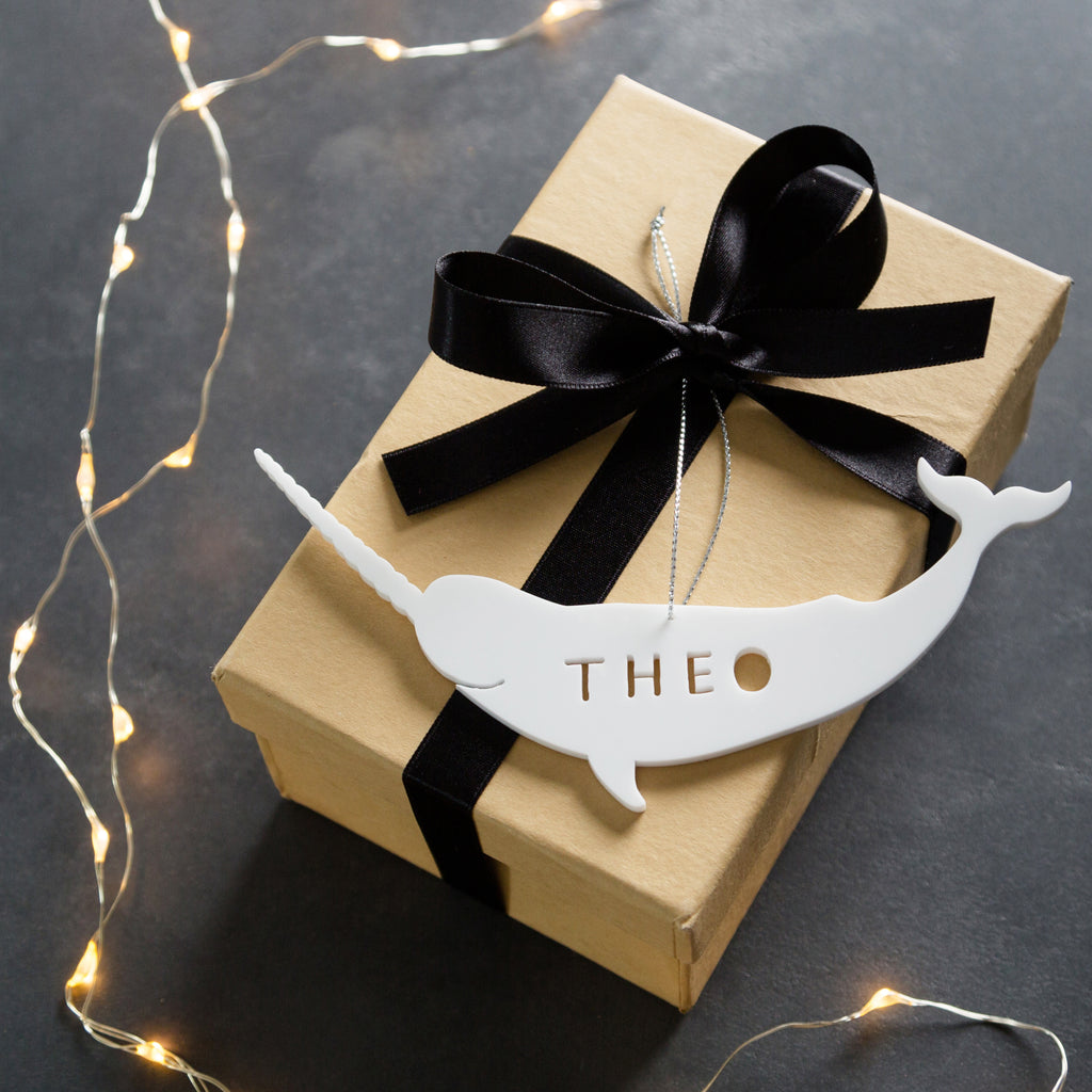 Personalised Narwhal Christmas Gift Tag