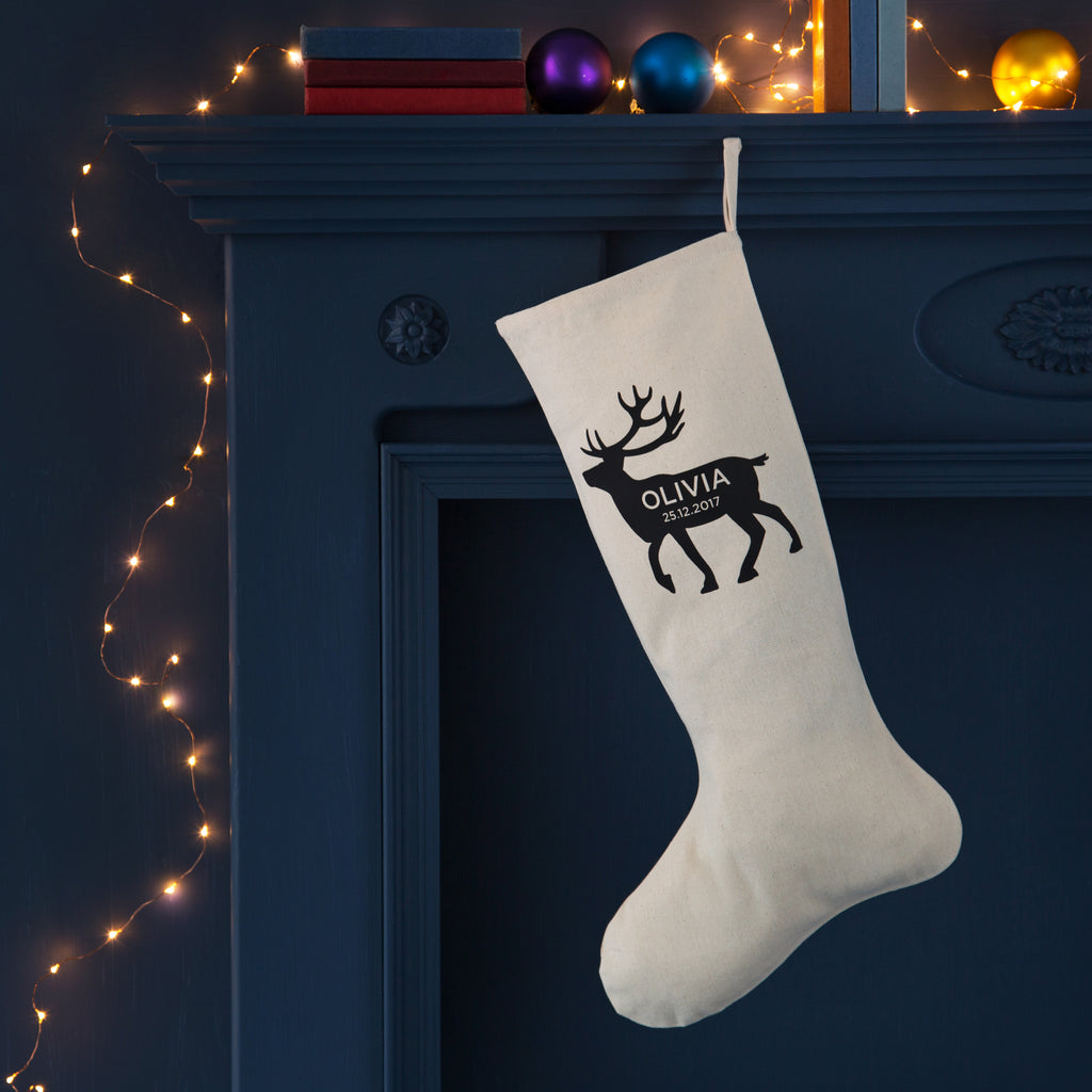 Personalised Reindeer Baby's First Christmas Stocking