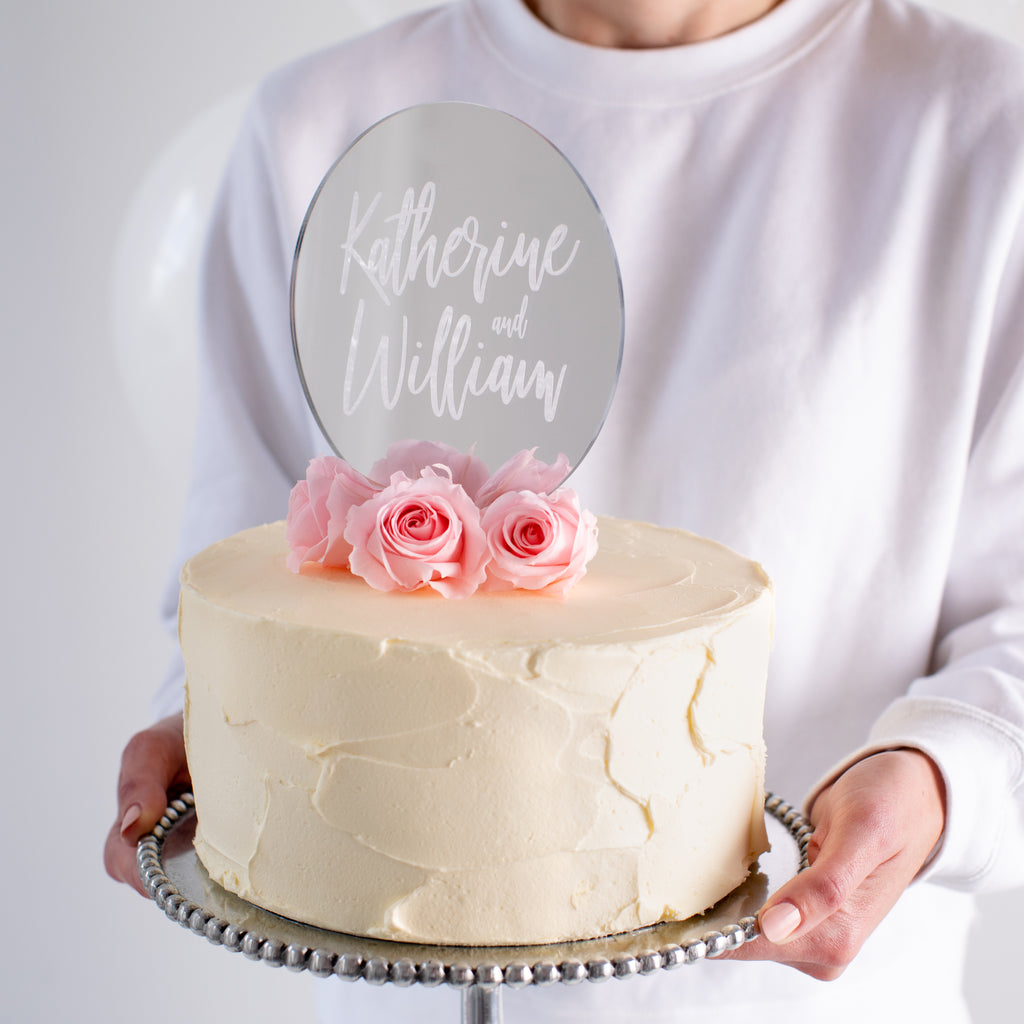 Mirrored Circular Couples Cake Topper