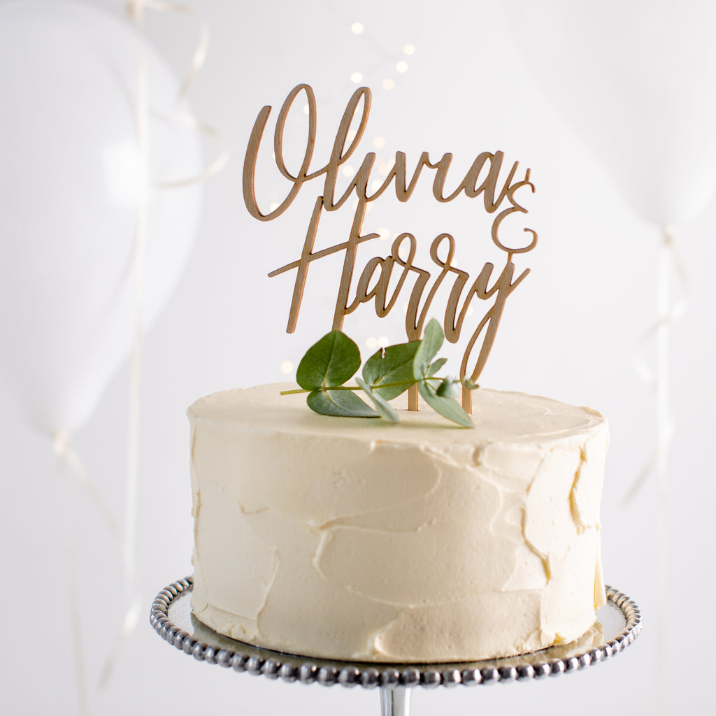 Personalised Wooden Classic Couples Cake Topper