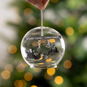 Personalised Christmas Family Sleigh Glass Dome Bauble