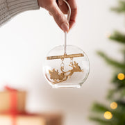 Personalised Christmas Family Sleigh Glass Dome Bauble