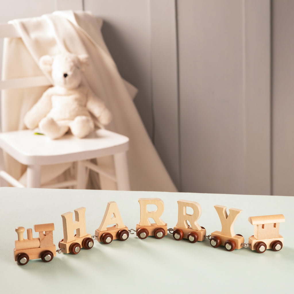 Personalised Christening Wooden Name Train