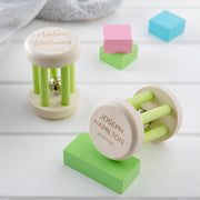 Personalised Wooden Baby Rattle Bell Toy