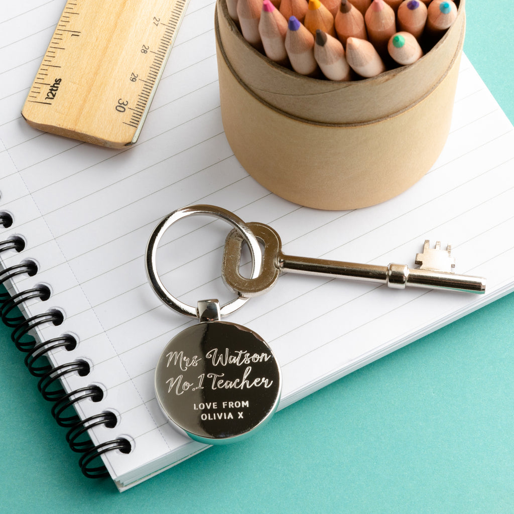 Personalised Number One Teacher Keyring
