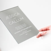 Elegance Acrylic Mirror Silver Wedding Invitations