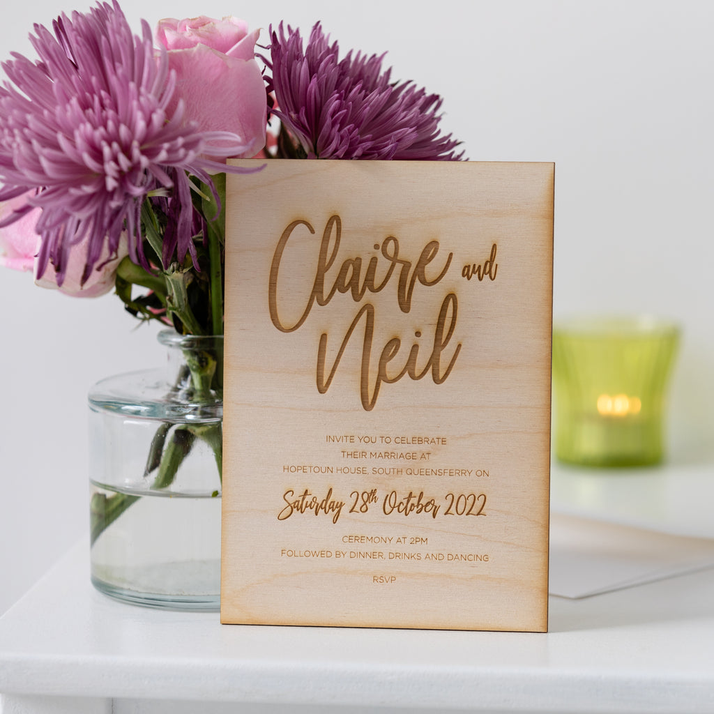 Personalised Classic Wooden Wedding Invitations