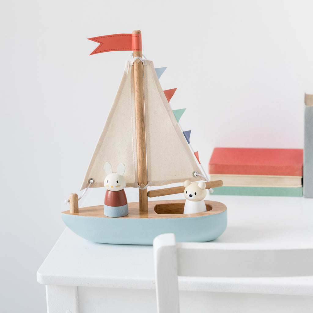 Wooden Sail Away Boat Toy