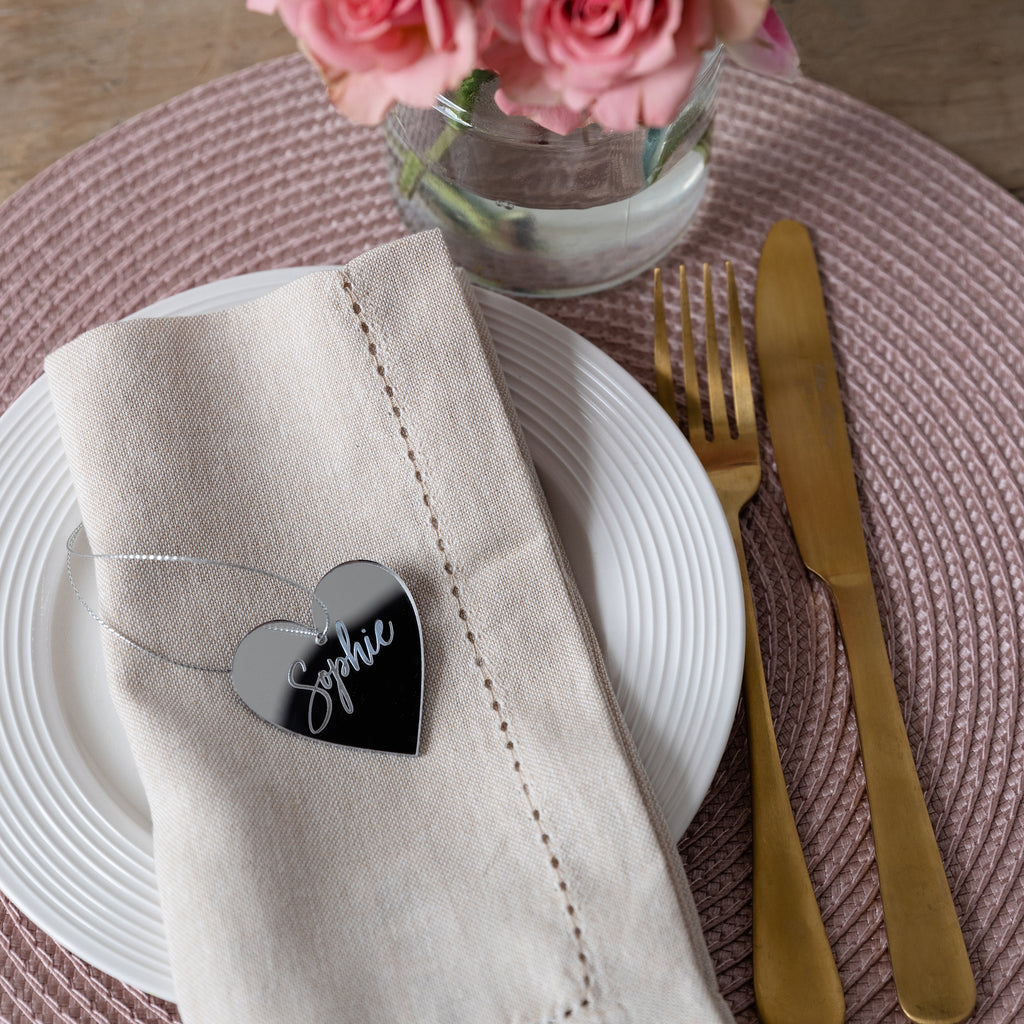 Personalised Mirrored Heart Place Setting