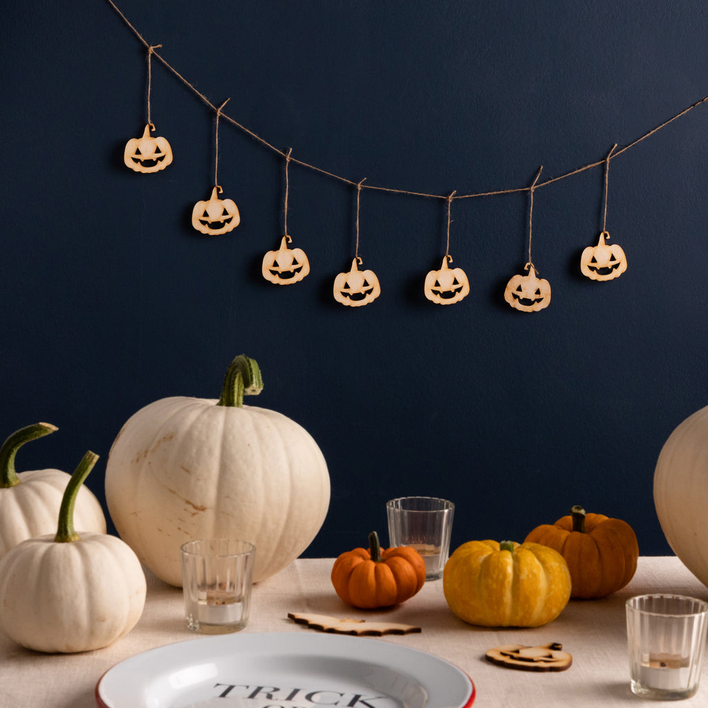Wooden Pumpkin Halloween Garland