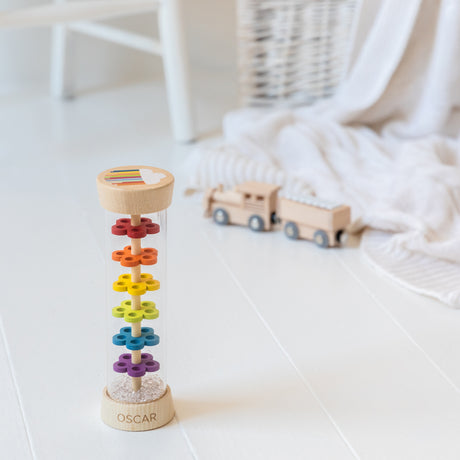 Personalised Wooden Rainbow Rainmaker Toy