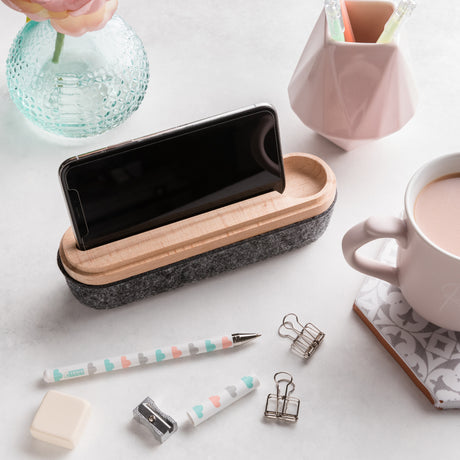 Wooden Pencil Case And Phone Stand For Her