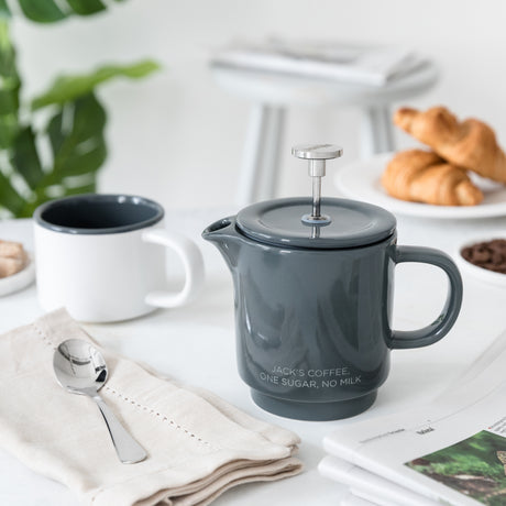 Personalised Engraved Ceramic Cafetiere And Mug Set
