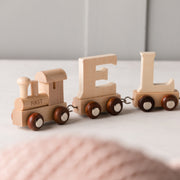 Engraved New Baby Wooden Name Train Set
