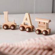 Engraved New Baby Wooden Name Train Set