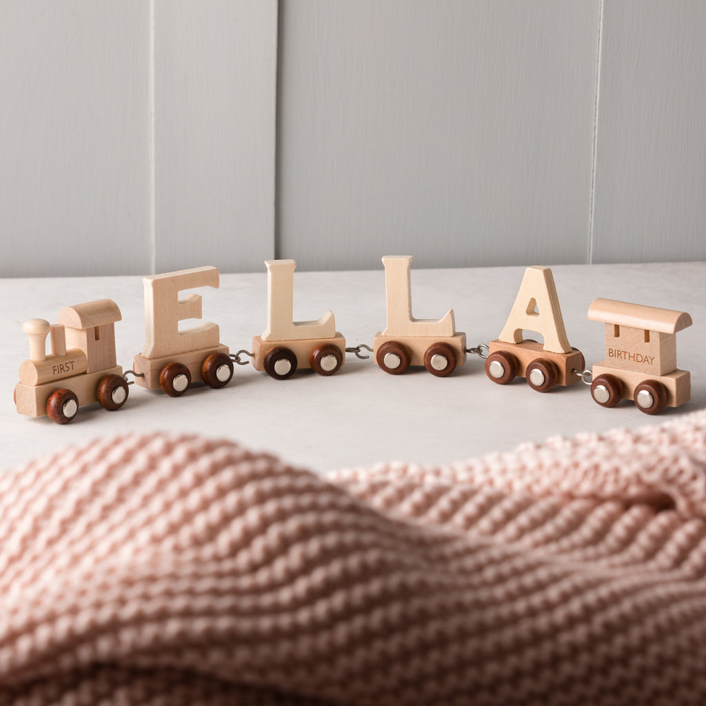 Engraved Birthday Wooden Name Train Set