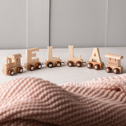 Engraved Christening Wooden Name Train Set