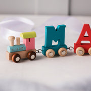 Engraved New Baby Wooden Name Train Set