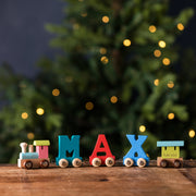 Engraved New Baby Wooden Name Train Set