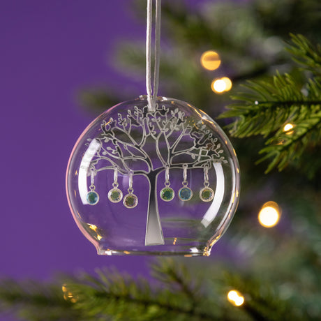 Personalised Birthstone Family Tree Glass Dome Bauble