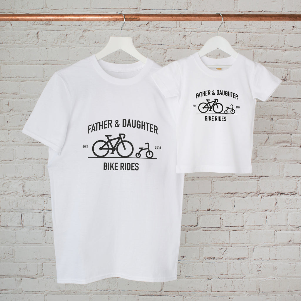 Personalised Father And Daughter Bike Ride T Shirt Set
