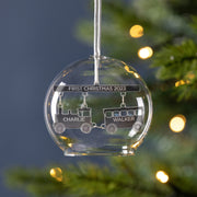 Personalised Christmas Train Glass Dome Bauble