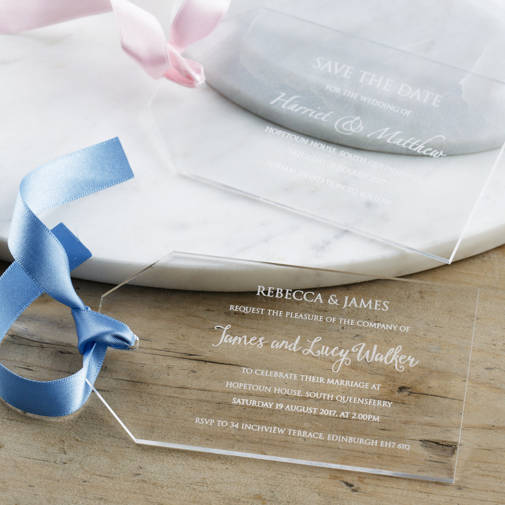 Personalised Acrylic Luggage Tag Wedding Invitation