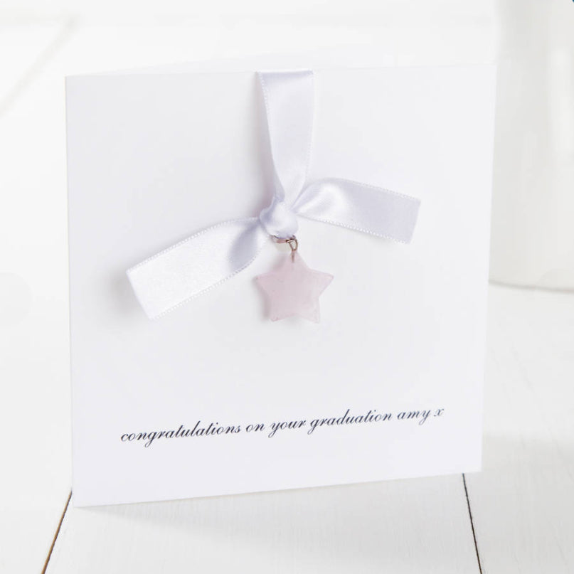 Personalised Rose Quartz Star Charm Card