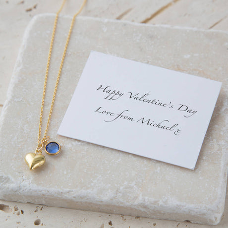 Personalised Gold Swarovski Birthstone Heart Necklace