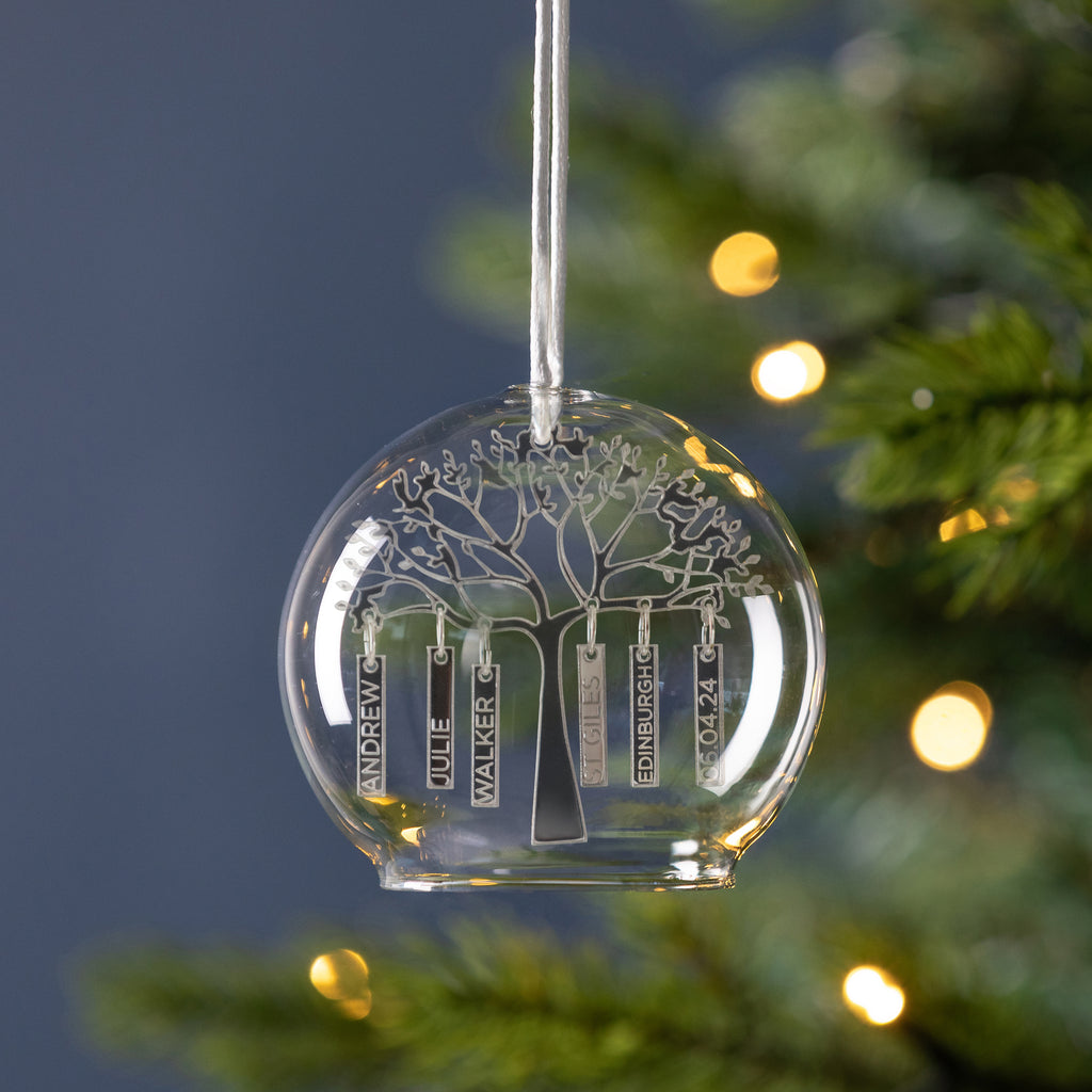 Personalised Wedding Family Tree Dome Bauble