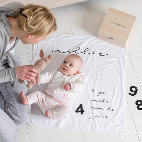 Personalised Baby Milestone Blanket Box