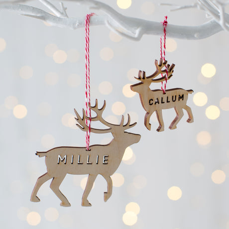 Personalised Wooden Reindeer Decoration