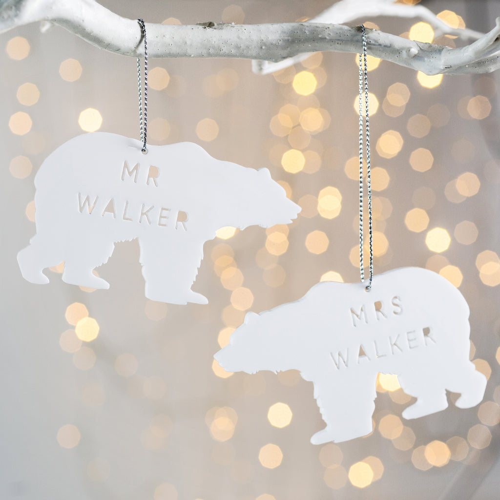 Personalised Mr And Mrs Polar Bear Decoration