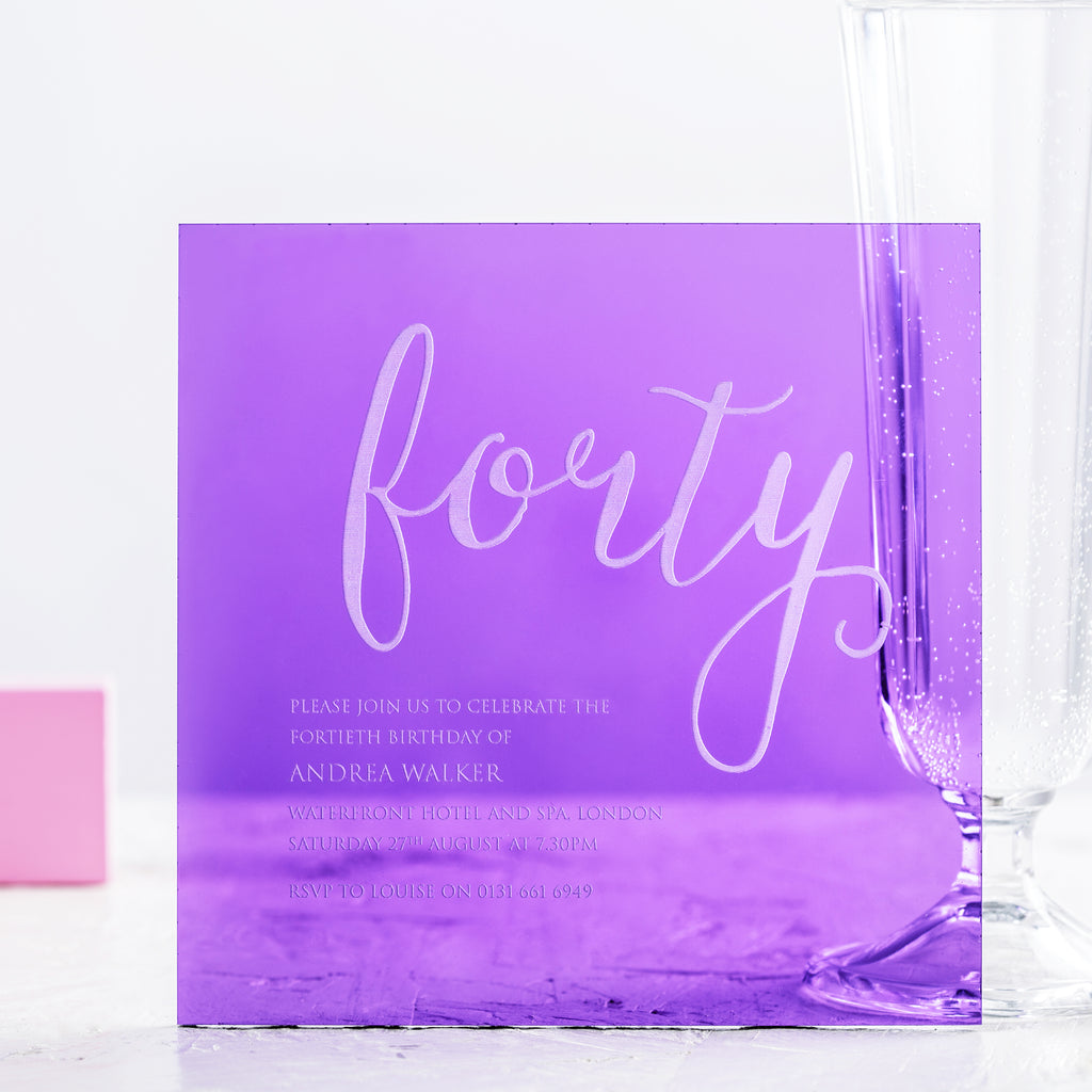 Personalised Bright Acrylic Age Party Invitations