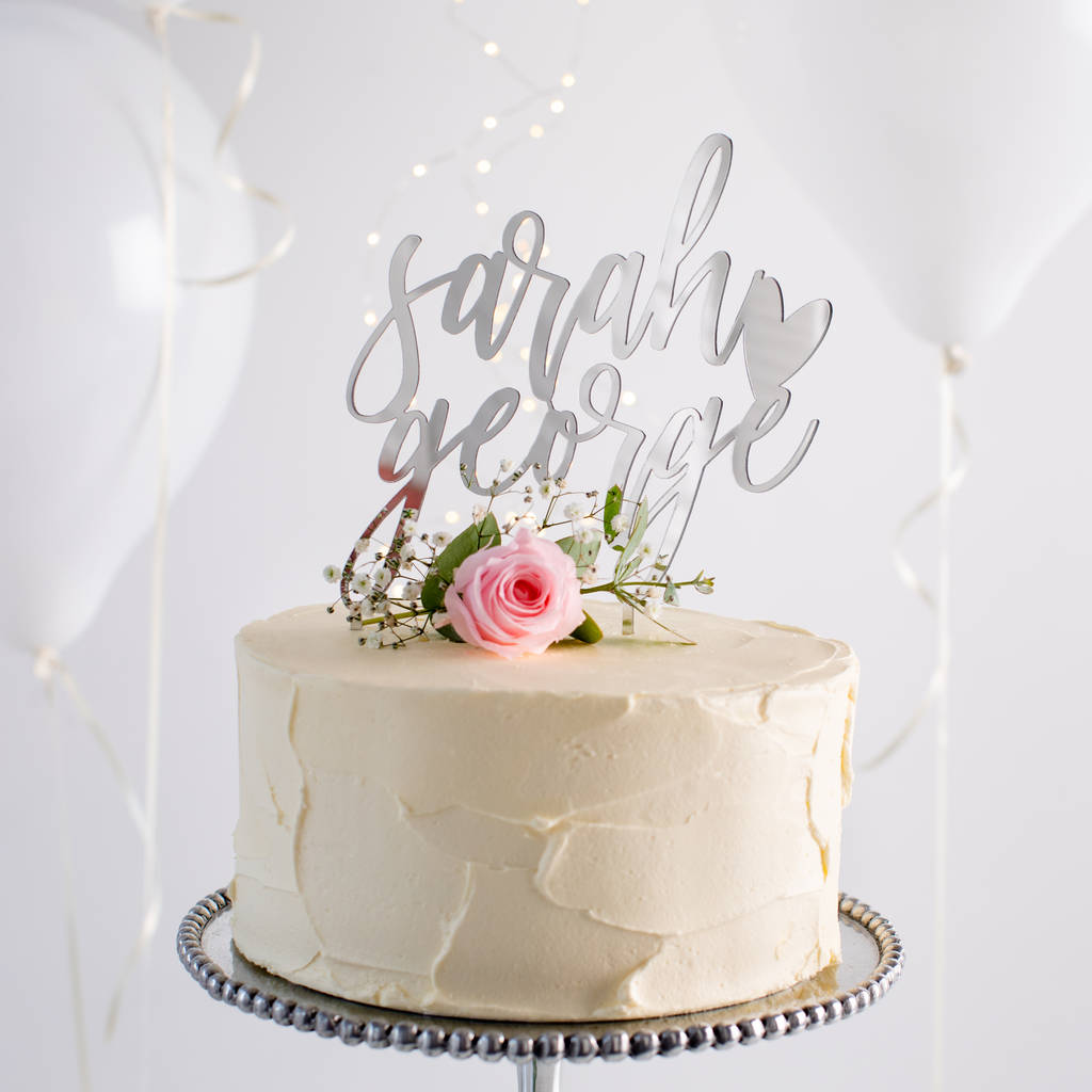 Personalised Classic Heart Couples Cake Topper