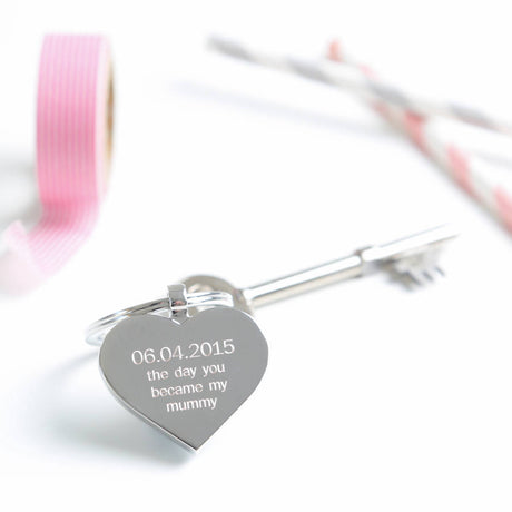 Personalised Day You Became My Mummy Heart Keyring