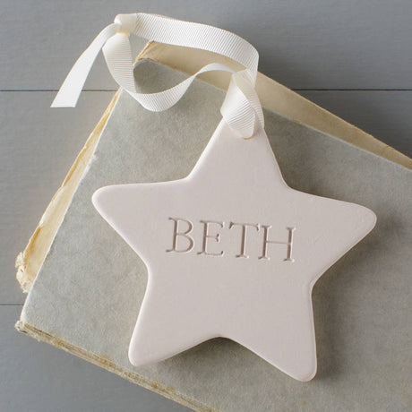 Personalised Engraved Ceramic Star Christmas Decoration